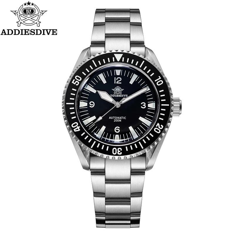 ADDIESDIVE New Watch For Men Sapphire NH35 Automatic 40mm BGW9 Luminous Ceramic Bezel Stainless Steel 200m Diving Wristwatch