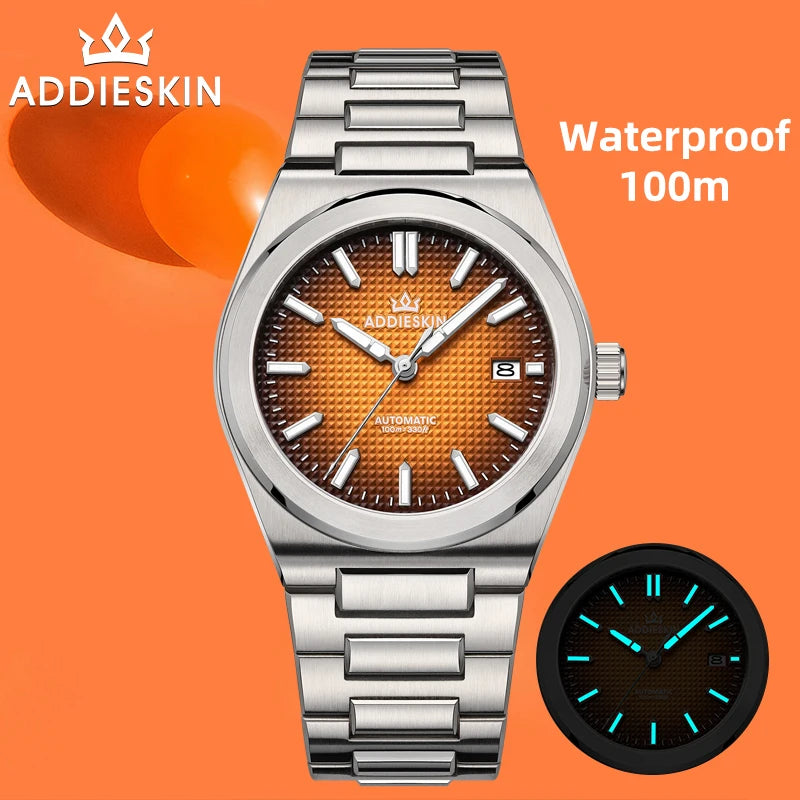 ADDIESKIN Automatic Men’s Mechanical Watch Japan 9015 Movement Sapphire Glass Luminous 316L Stainless Steel 100M Waterproof